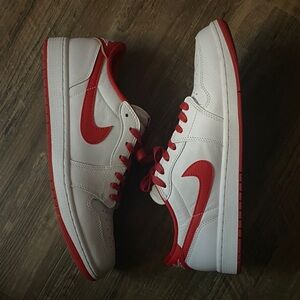 Jordan 1 Men's White and Red Sneakers